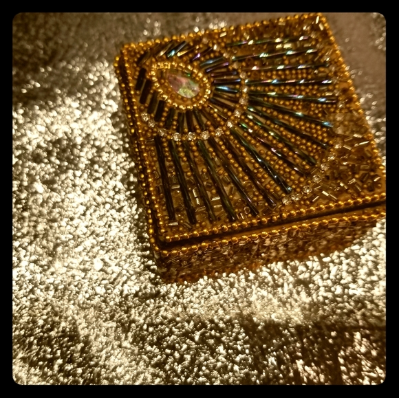 Other - Square Beaded Mini Jewelry Box
